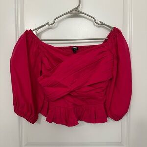 Hot pink express cropped blouse size small